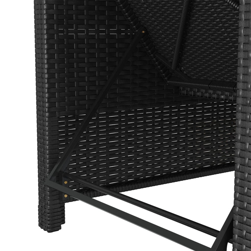 vidaXL fekete polyrattan napozóágy krémfehér párnával