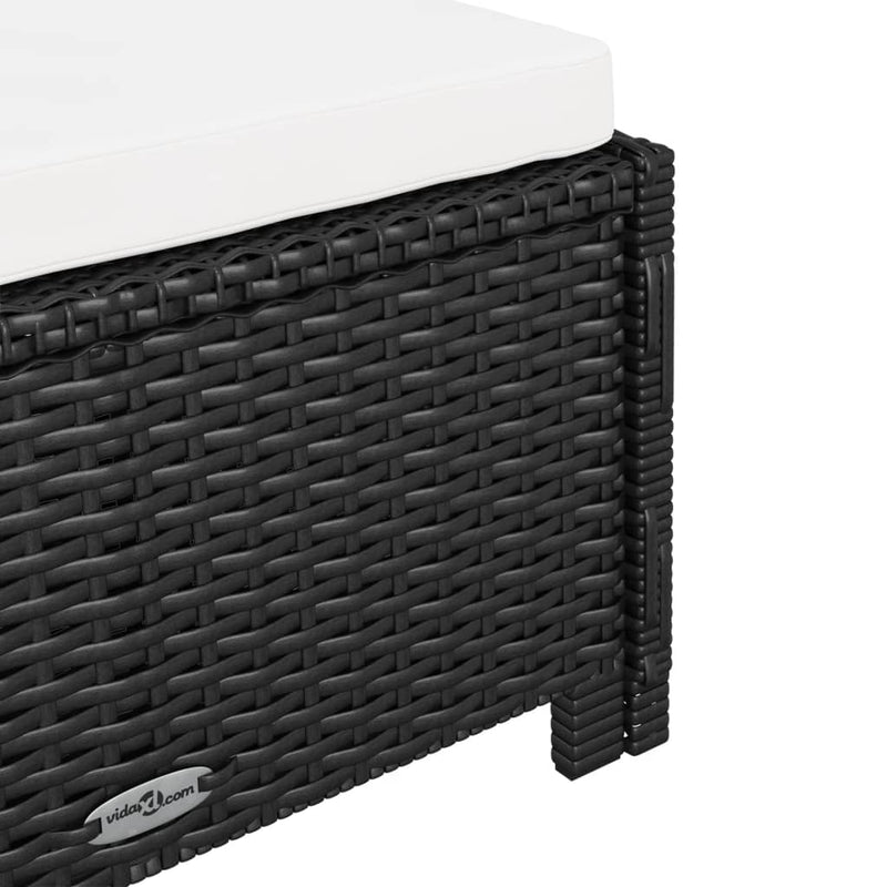 vidaXL fekete polyrattan napozóágy krémfehér párnával