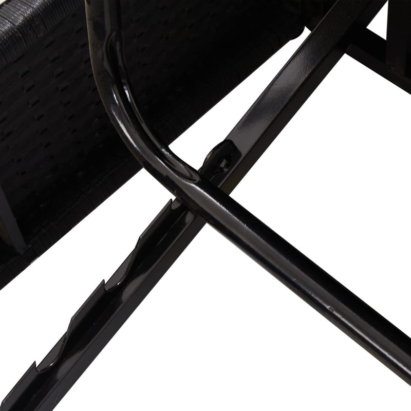 vidaXL fekete polyrattan átalakítható napozóágy párnákkal