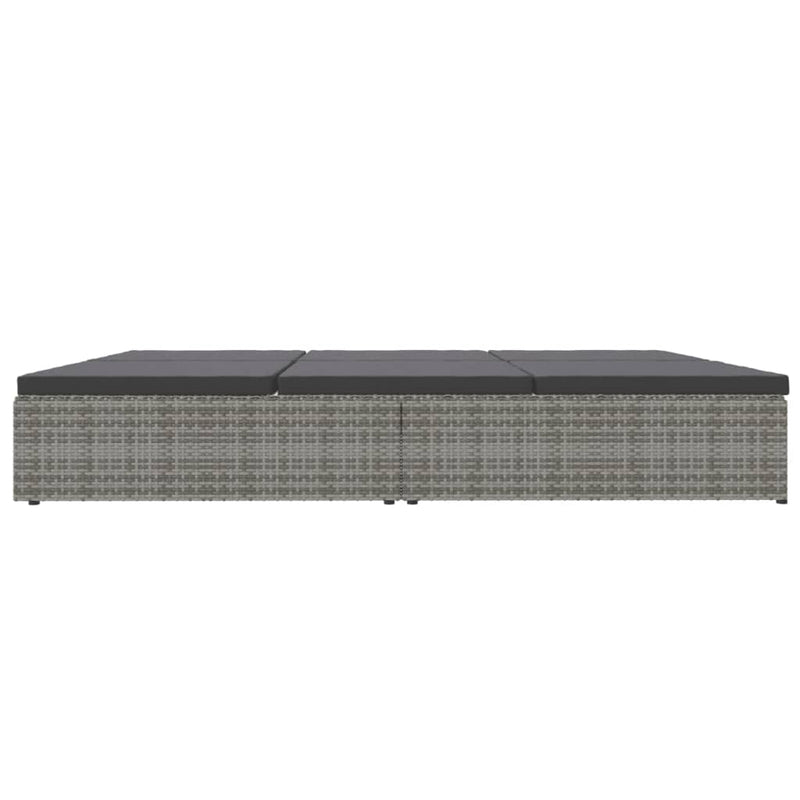 vidaXL sötétszürke polyrattan átalakítható napozóágy párnákkal
