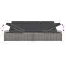 vidaXL sötétszürke polyrattan átalakítható napozóágy párnákkal