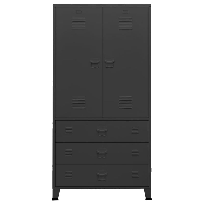 vidaXL fekete fém ipari ruhásszekrény 90 x 50 x 180 cm