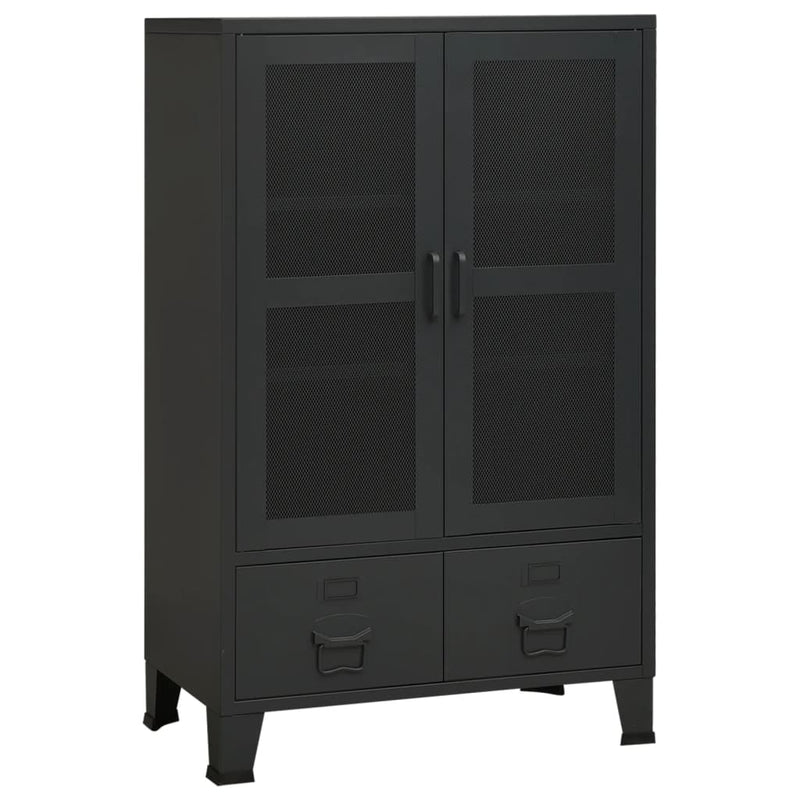 vidaXL fekete fém ipari tárolószekrény 70 x 40 x 115 cm