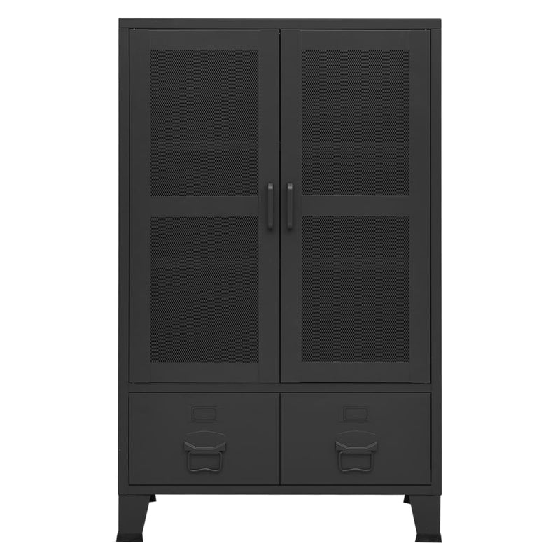 vidaXL fekete fém ipari tárolószekrény 70 x 40 x 115 cm