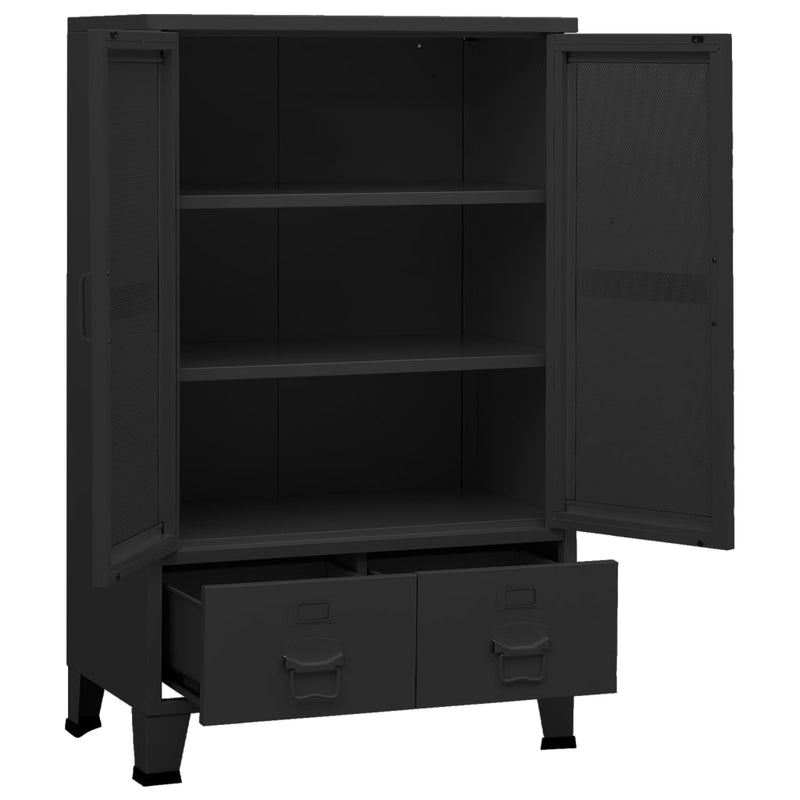 vidaXL fekete fém ipari tárolószekrény 70 x 40 x 115 cm