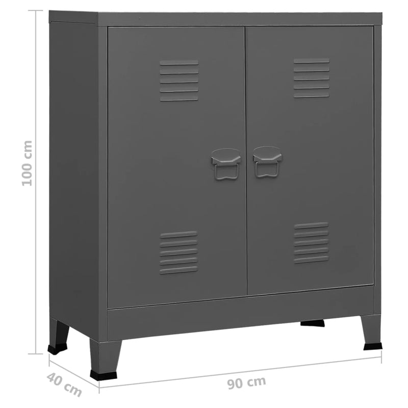 vidaXL antracitszürke acél ipari tárolóláda 90 x 40 x 100 cm