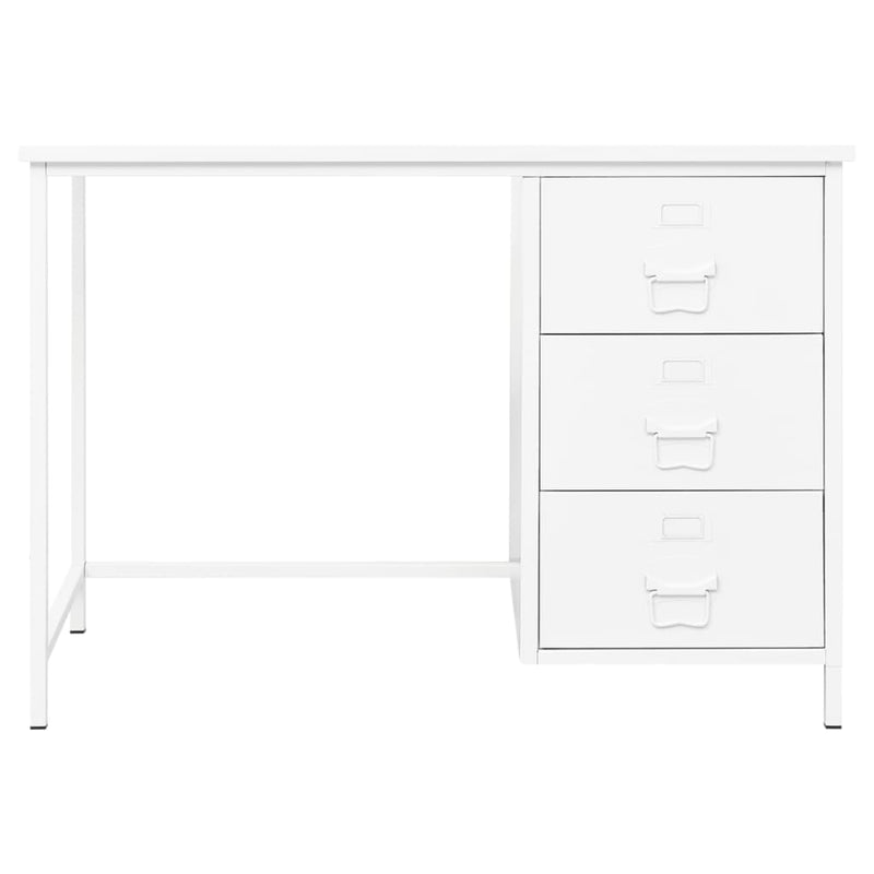 vidaXL fehér acél ipari stílusú íróasztal fiókokkal 105 x 52 x 75 cm