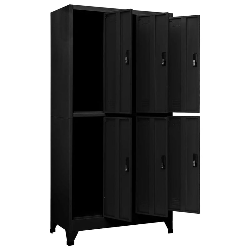 vidaXL fekete acél zárható szekrény 90 x 45 x 180 cm