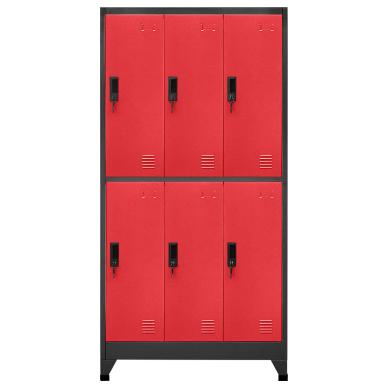 vidaXL antracitszürke-piros acél zárható szekrény 90 x 45 x 180 cm
