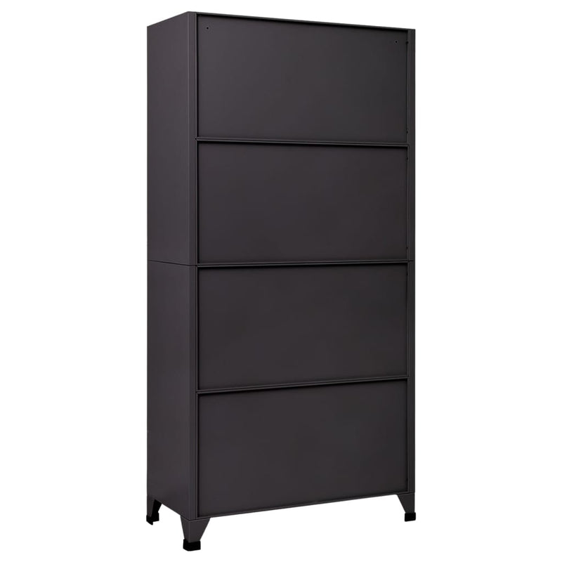 vidaXL antracitszürke-piros acél zárható szekrény 90 x 45 x 180 cm