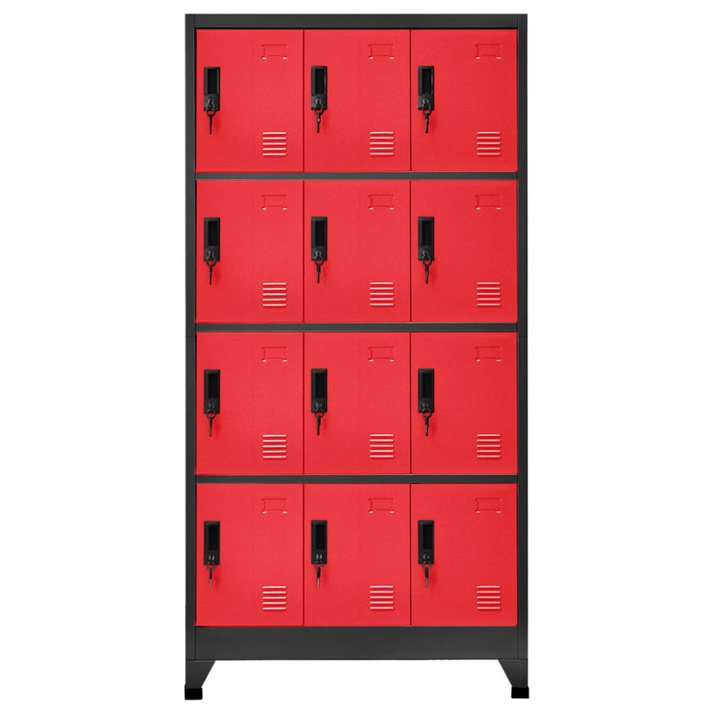 vidaXL antracitszürke-piros acél zárható szekrény 90 x 45 x 180 cm