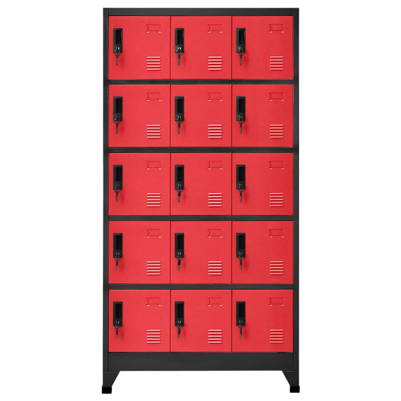 vidaXL antracitszürke-piros acél zárható szekrény 90 x 40 x 180 cm