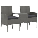 vidaXL kétszemélyes antracitszürke polyrattan kanapé teázóasztallal