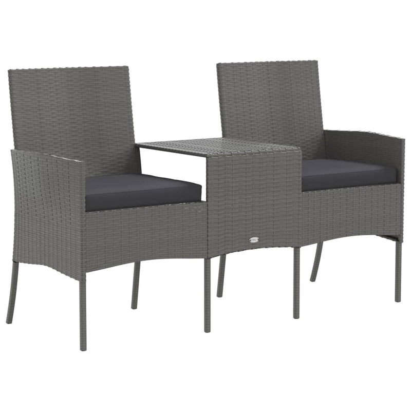 vidaXL kétszemélyes antracitszürke polyrattan kanapé teázóasztallal