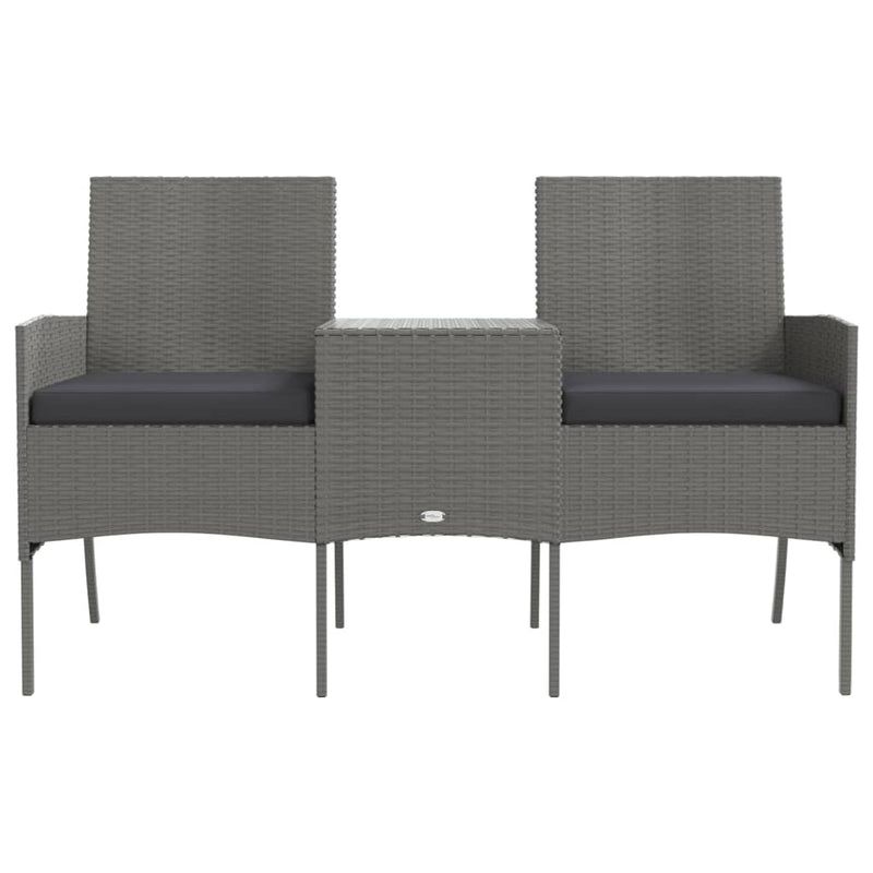 vidaXL kétszemélyes antracitszürke polyrattan kanapé teázóasztallal
