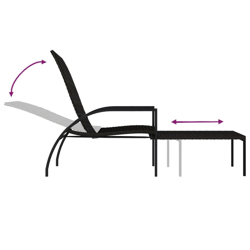 vidaXL barna polyrattan napozóágy lábtartóval