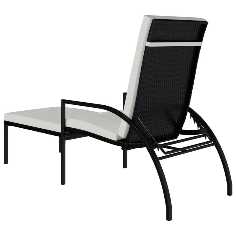 vidaXL fekete polyrattan napozóágy lábtartóval