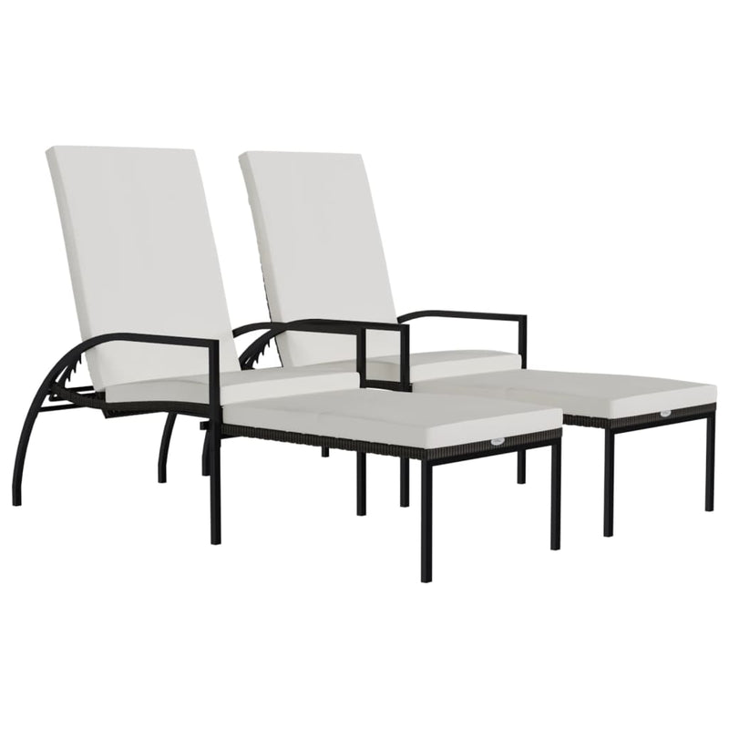 vidaXL 2 db barna polyrattan napozóágy lábtartóval