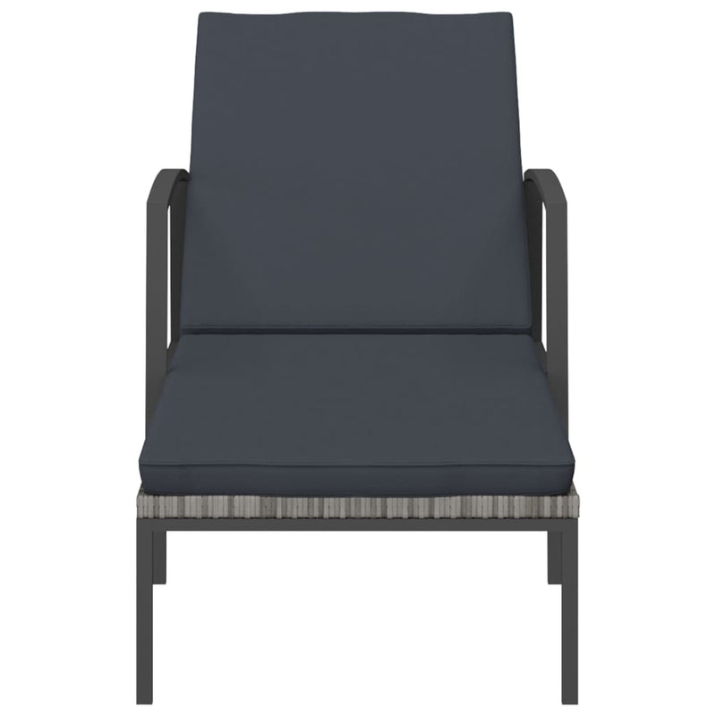 vidaXL szürke kerti polyrattan napozóágy párnával
