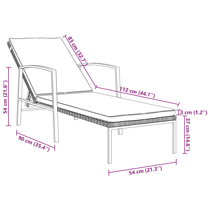 vidaXL 2 db barna polyrattan napozóágy asztallal