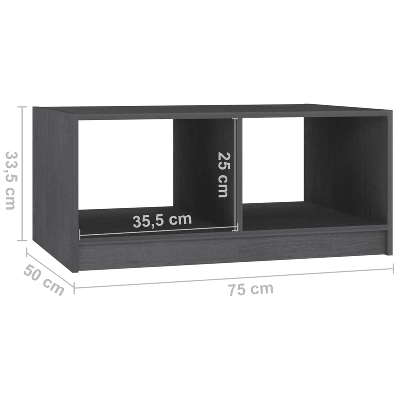 vidaXL tömör fenyőfa dohányzóasztal 75 x 50 x 33,5 cm