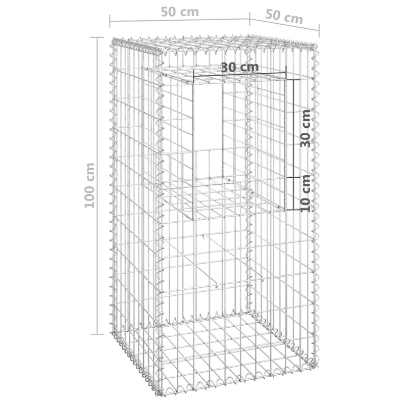 vidaXL vas gabionkosaras oszlop 50 x 50 x 100 cm