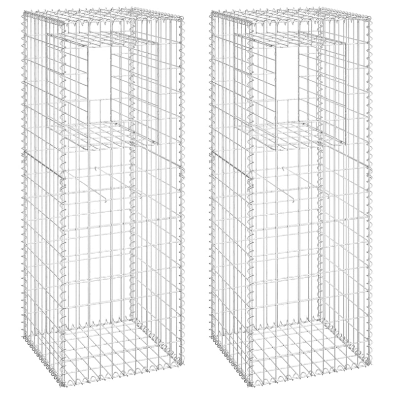 vidaXL 2 db vas gabionkosaras oszlop 50 x 50 x 140 cm