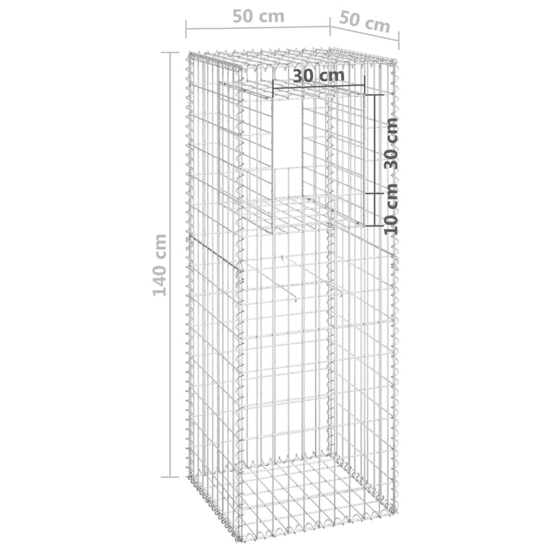 vidaXL 2 db vas gabionkosaras oszlop 50 x 50 x 140 cm
