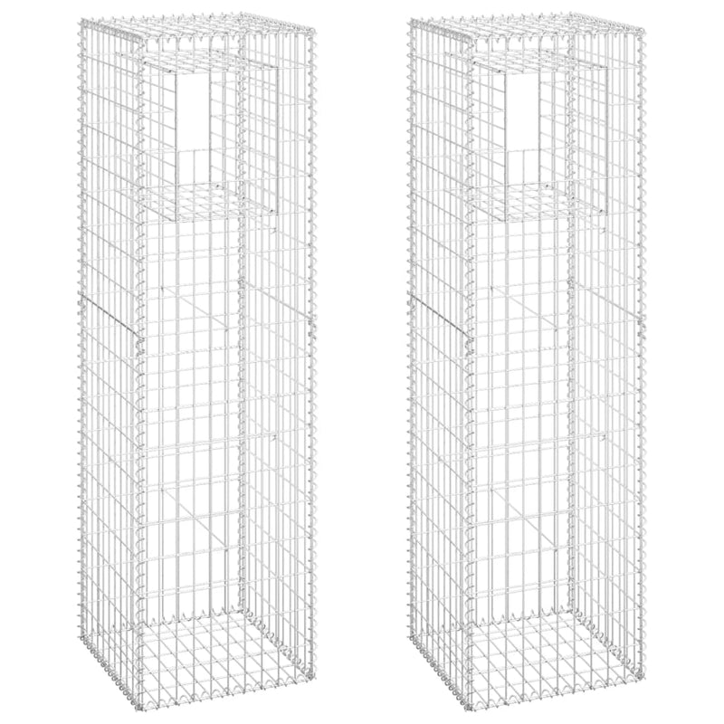 vidaXL 2 db vas gabionkosaras oszlop 50 x 50 x 180 cm