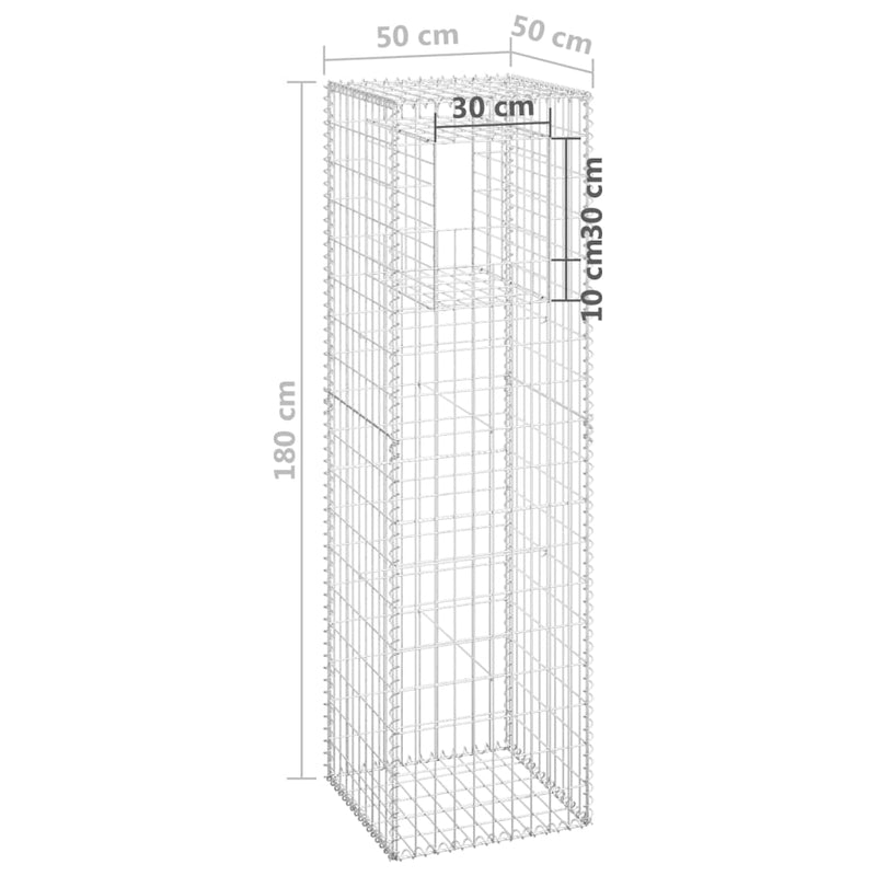 vidaXL 2 db vas gabionkosaras oszlop 50 x 50 x 180 cm