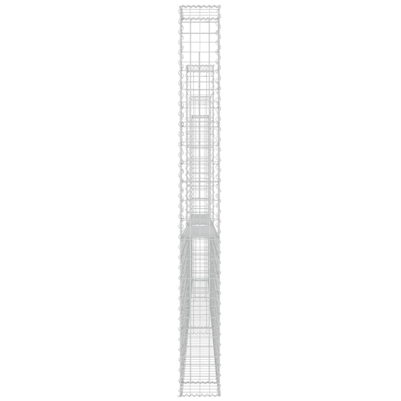 vidaXL U-alakú vas gabionkosár 4 oszloppal 380 x 20 x 200 cm