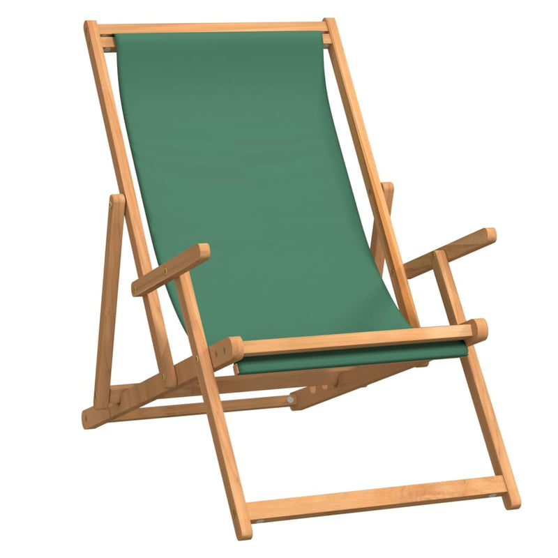 vidaXL zöld tömör tíkfa összecsukható strandszék