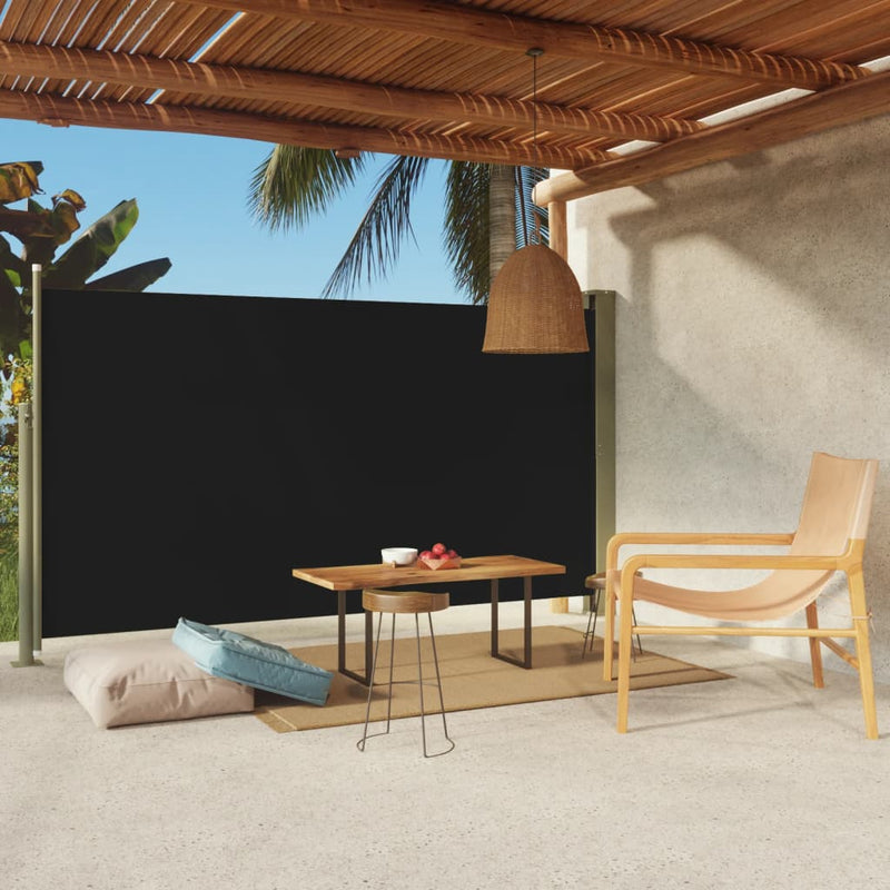 vidaXL fekete kihúzható oldalsó terasznapellenző 170 x 300 cm