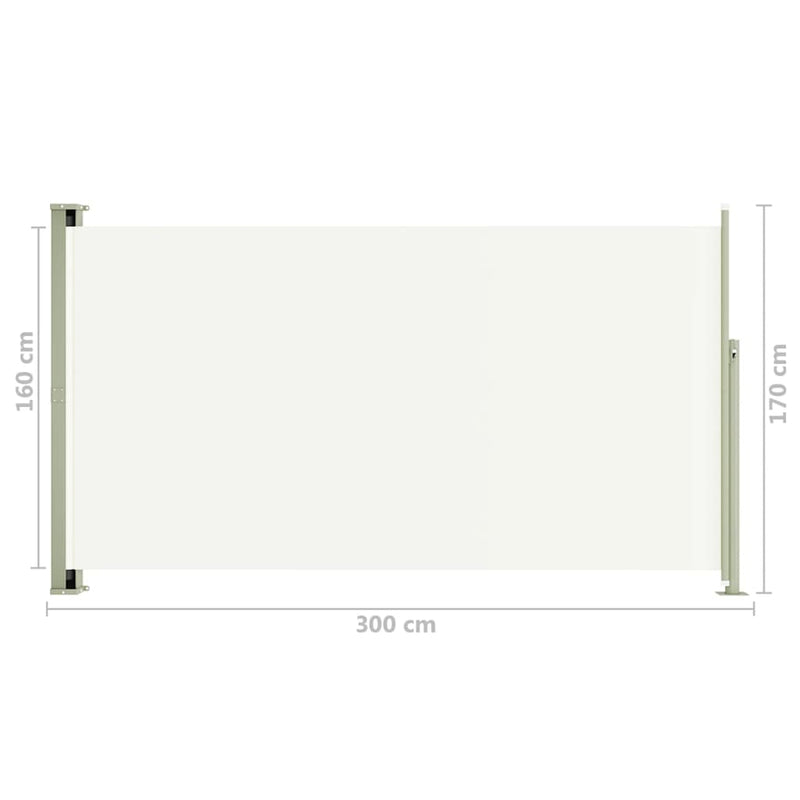 vidaXL krémszínű kihúzható oldalsó terasznapellenző 170 x 300 cm