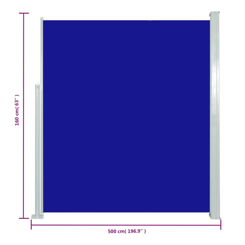vidaXL kék kihúzható terasznapellenző 160 x 500 cm