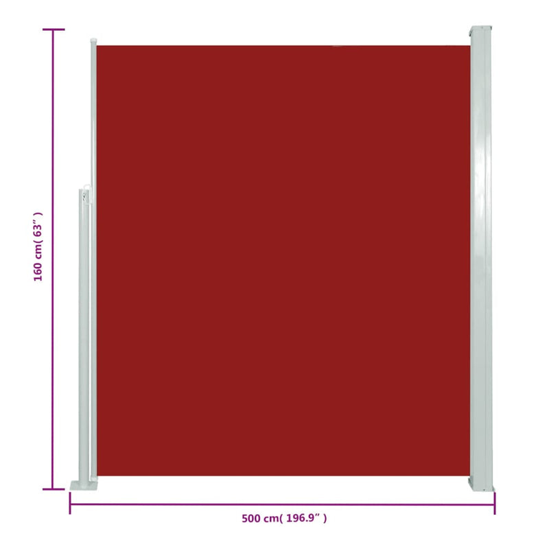 vidaXL piros kihúzható terasznapellenző 160 x 500 cm
