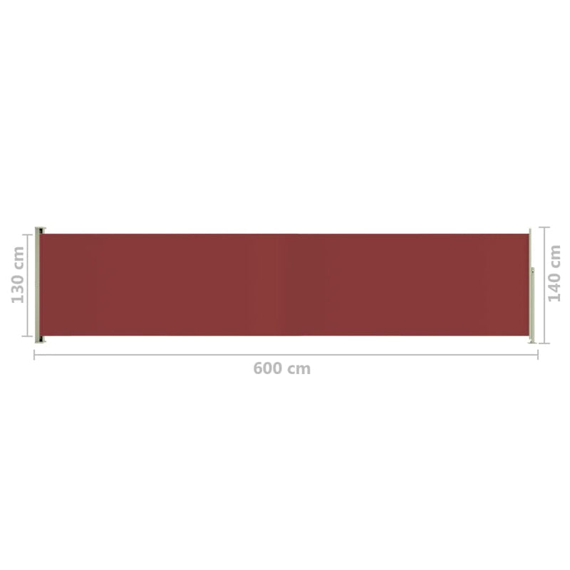 vidaXL piros kihúzható oldalsó terasznapellenző 140 x 600 cm