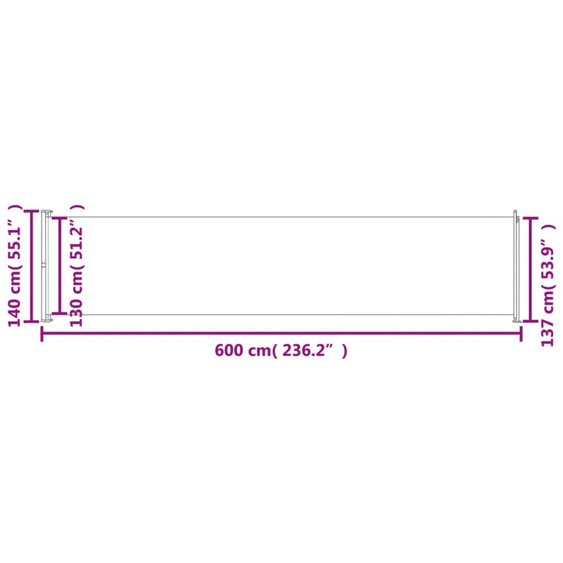 vidaXL barna kihúzható oldalsó terasznapellenző 140 x 600 cm
