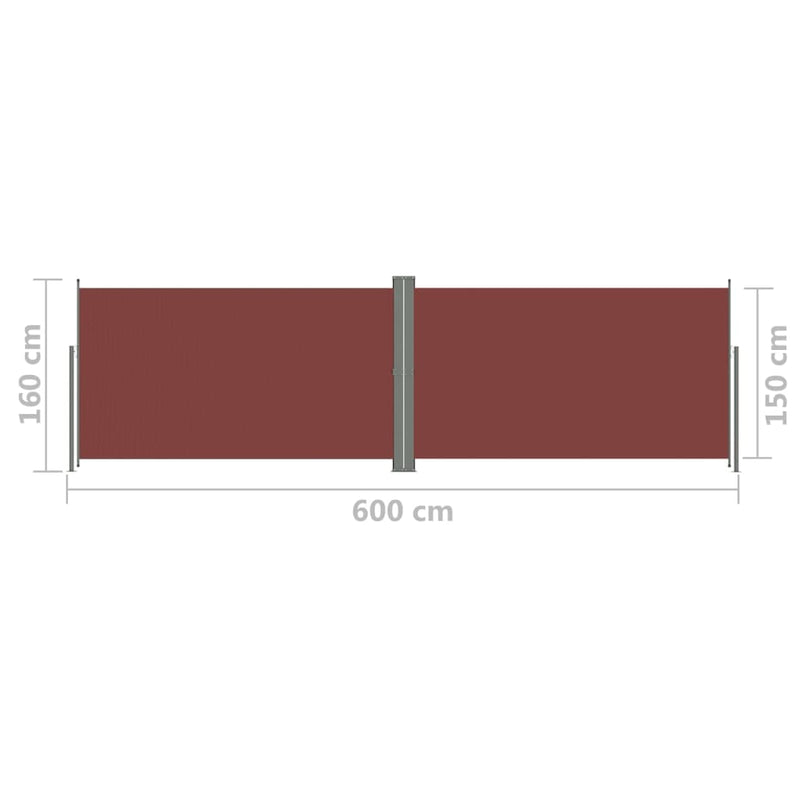 vidaXL barna behúzható oldalsó napellenző 160 x 600 cm