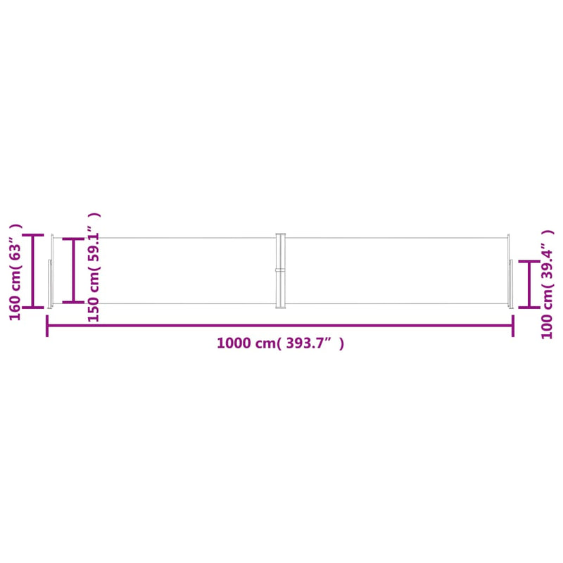 vidaXL piros behúzható oldalsó napellenző 160 x 1000 cm