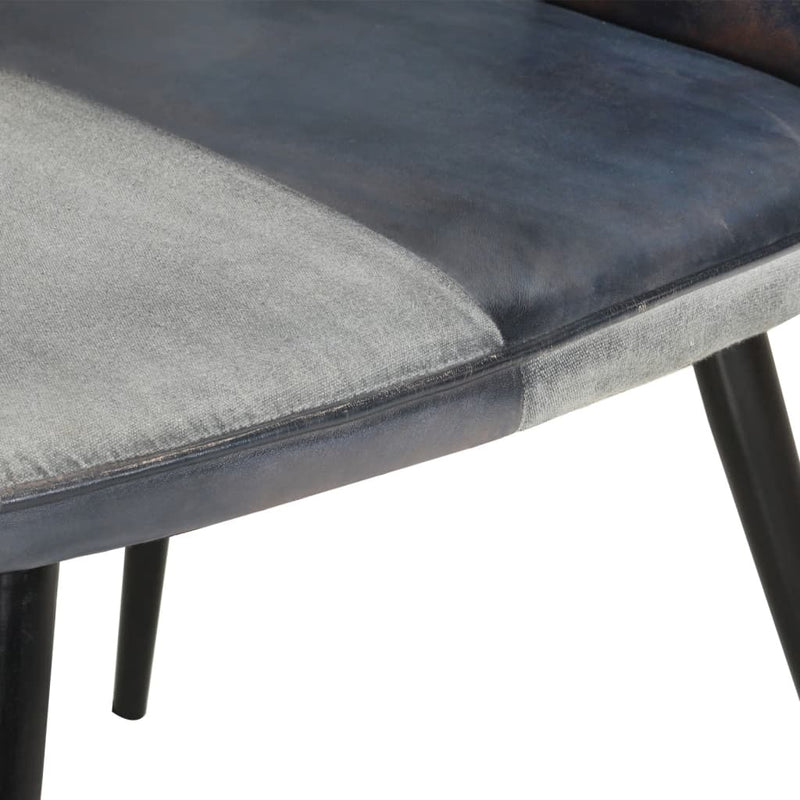 vidaXL szürke valódi bőr szárnyas szék