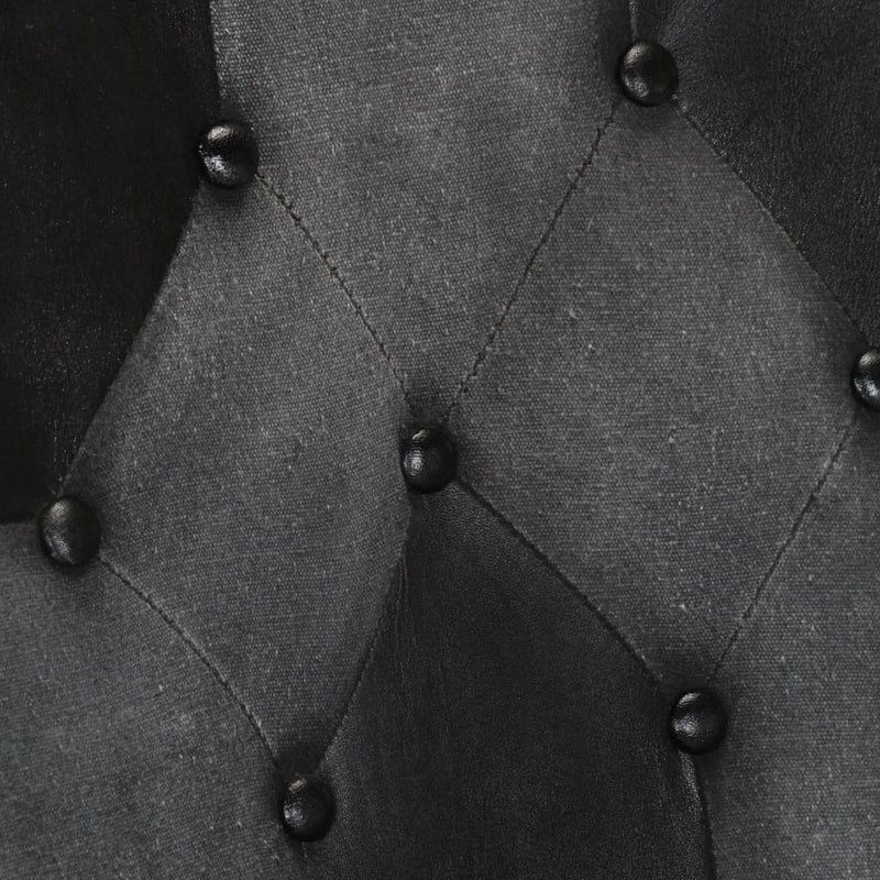 vidaXL fekete és szürke valódi bőr magas háttámlájú fotel