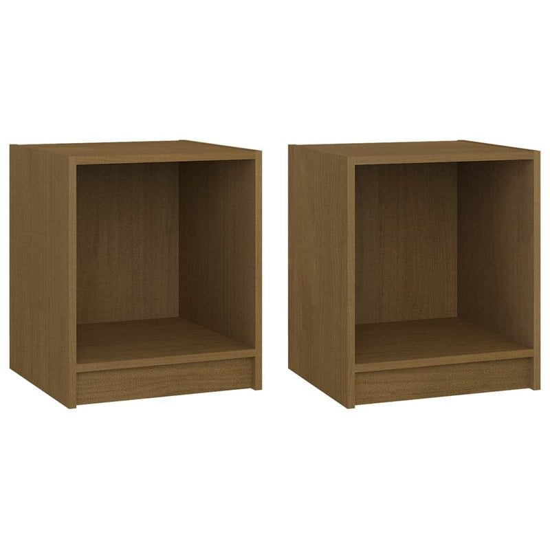 vidaXL 2 db mézbarna tömör fenyőfa éjjeliszekrény 35,5x33,5x41,5 cm