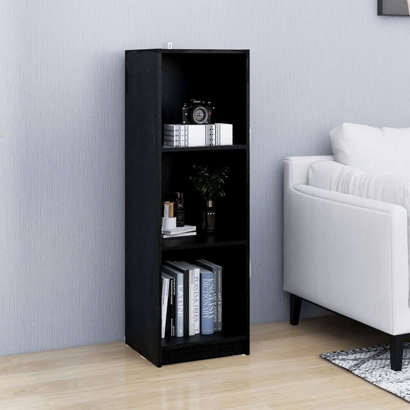 vidaXL fekete tömör fenyőfa könyvszekrény/térelválasztó 36x33x110 cm