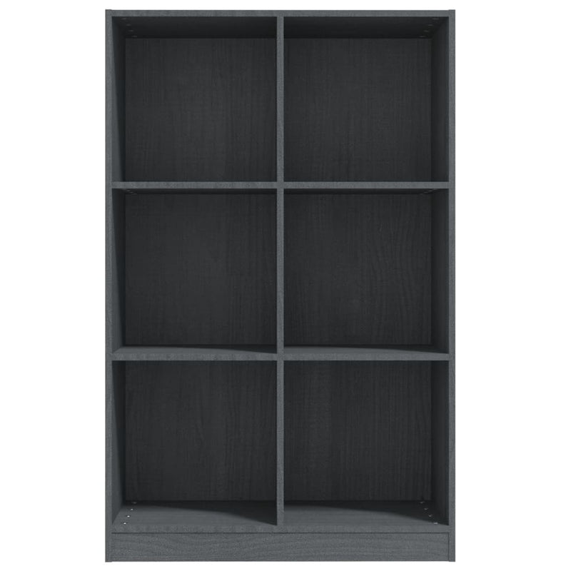 vidaXL szürke tömör fenyőfa könyvszekrény 70 x 33 x 110 cm