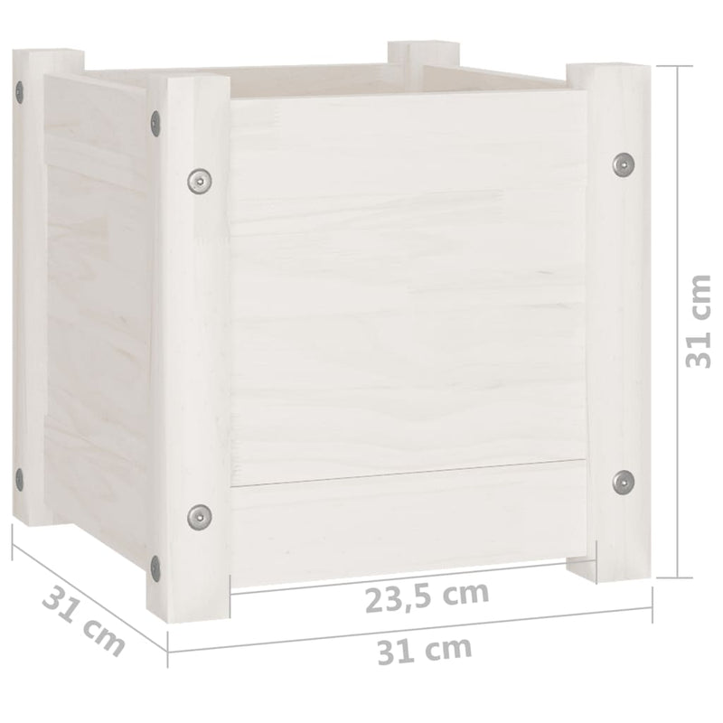 vidaXL fehér tömör fenyőfa kerti virágtartó 31 x 31 x 31 cm