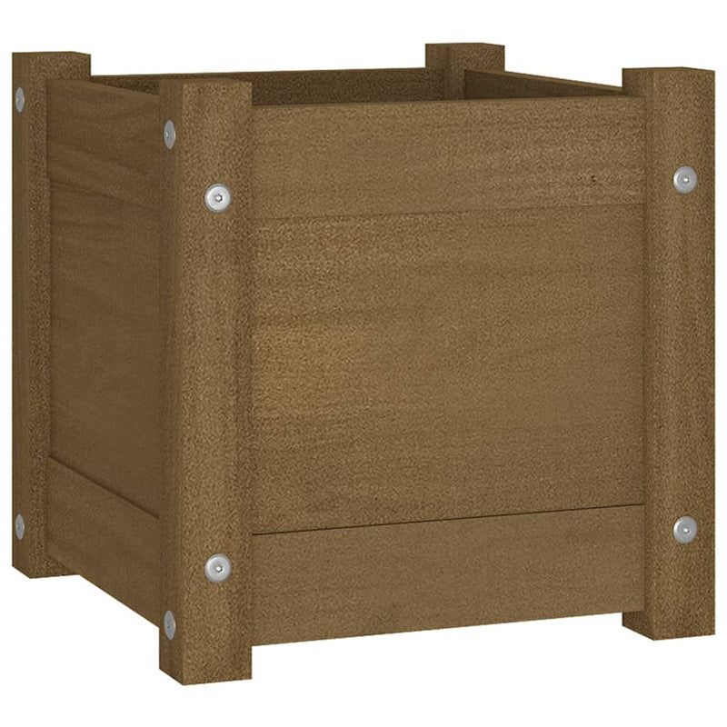 vidaXL mézbarna tömör fenyőfa kerti virágtartó 31 x 31 x 31 cm