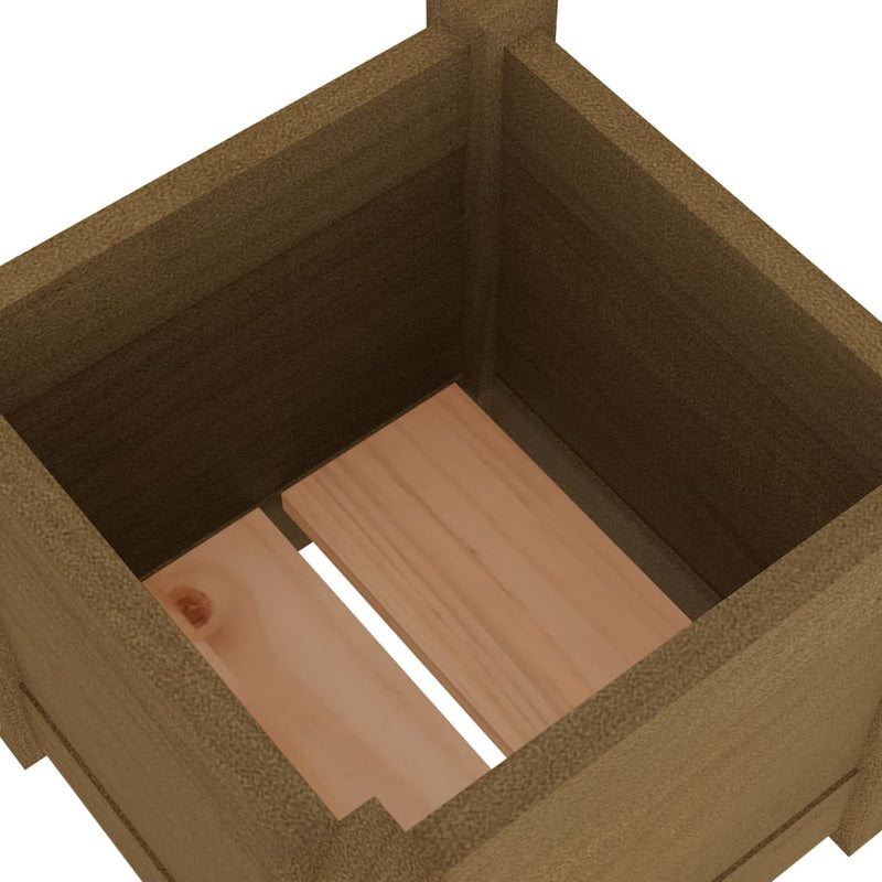 vidaXL mézbarna tömör fenyőfa kerti virágtartó 31 x 31 x 31 cm