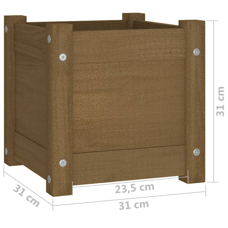 vidaXL mézbarna tömör fenyőfa kerti virágtartó 31 x 31 x 31 cm