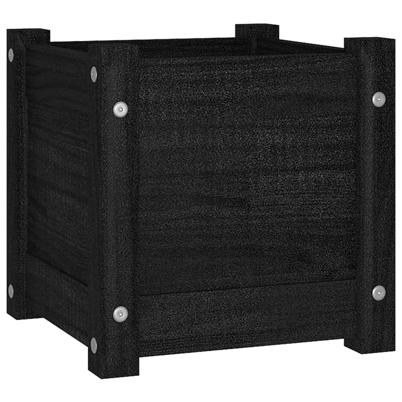 vidaXL fekete tömör fenyőfa kerti virágtartó 31 x 31 x 31 cm
